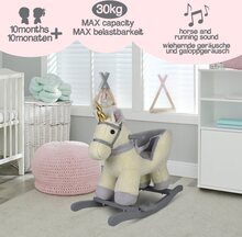 Infantastic - Gungande häst - För bebis - Gungande får - Mjuk plysch med ljud effekter - Grå - 61 x 32 x 52 cm