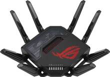 ASUS ROG Rapture GT-BE98, Wi-Fi 7 (802.11be), Quad-band (2.4 GHz / 5 GHz-1 / 5 GHz-2 / 6 GHz), Nätverksansluten (Ethernet), Svart, Bordsrouter