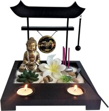 Zen Buddha Bordsdekoration med Ljushållare - Trädgårdsdekoration