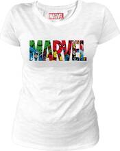 Marvel - Marvel Logo Characters Vit T-shirt för kvinnor M