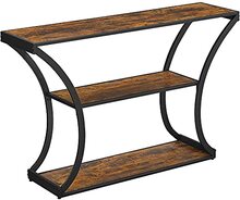Vasagle -konsolbord, hallbord, böjda ben, utökad bordsskiva, vintage brun/svart