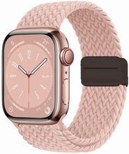 For Apple Watch Series 3 38mm Nylon Woven Magnetic Fold Buckle Watch Band(Milk Tea Color)