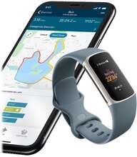 Fitbit Charge 5 - Platina rostfritt stål - aktivitetspårare med evighetsband - silikon - blått stål - handledsstorlek: 130-210 mm - display 1.04" - B