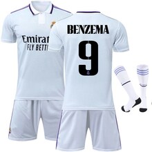 Fotbollströja Matchställ Barn Vuxen - Benzema 9 Real Madrid