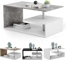MIADOMODO® - Kaffebord - Förvaringsutrymme - Rektangulärt träbord - Mångsidig design - Hållbar konstruktion - Vit - 90 x 50 x 41 cm