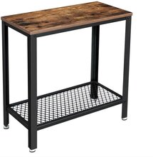 Rootz sidobord - Sidobord i industriell stil med hylla - Accentbord - Sängbord - Dekorativt sidostöd - Sidbord för vardagsrum - Spånskiva - Stål - Vin