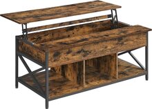 VASAGLE soffbord, höjdjusterbart, öppet och dolt förvaringsutrymme, vintage brun/svart