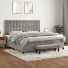 Ramsäng med madrass ljusgrå 200x200 cm sammet