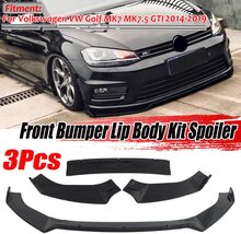 Stötfångare, främre spoiler splitter främre förkläde blanksvart till Volkswagen VW Golf MK7 MK7.5 GTI 2014-2019