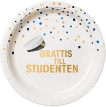 Engångsassiett "Grattis till studenten", 8-pack