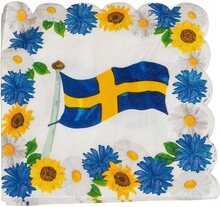 Servetter med flagga och blommor, 16-pack