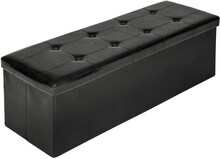 Ihopfällbar sittbänk med förvaringsbox avlång - svart