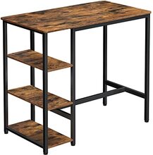 Vasagle bar bord, köksbord, matbord med 3 hyllor, 109 x 60 x 100 cm, rustik brun