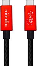 NÖRDIC USB4 kabel 3m 40Gbps data 8K video PD 100W kompatibel med Thunderbolt 3