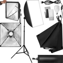 Studiolampa med softbox, stativ och väska - svart