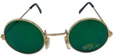 Klassiska runda solglasögon - Gröna med Guldfärgade bågar