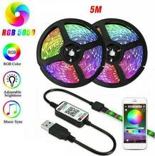 Waterproof 5m USB LED Strip Lights Bluetooth APP and 24 keys Controller Remote, 5050 Color