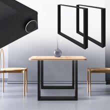 ECD Germany 2 st bordsben - 70 x 72 cm - tillverkat av pulverlackerat stål - svart industriell design - bordsram, bordslister, bordsfötter, bordsfot