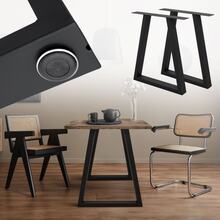 ECD Germany Tvådelad bordsram trapesformad design - 60 x 72 cm - tillverkad av pulverlackerat stål - svart - industriell design - bordsfot, bordsben