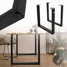 ML-Design 2-delat bordssystem 70 x 74 cm i U-form; metall; svart; industriell design; justerbar golvskydd; bågbord för matbord och skrivbord;