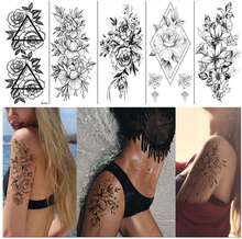 INF Gnuggisar - tillfälliga tatueringar med blommotiv 8 styck Svart