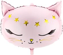 Folieballong rosa katt, 48 cm.