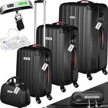 Resväskeset Cleo, 4 resväskor med bagagevåg och taggar - svart