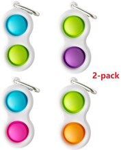 fidget toys Simple Dimple Pop It Fidget Toy med nyckelring- Slumpmässig färg - 4 pack