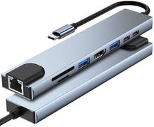 Usb-C Hub / Dock 8x multiportadapter med 4k hdmi-utgång