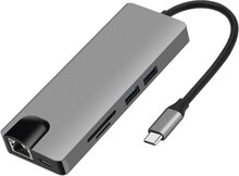 INF 9 i 1 USB C Hub med USB 3.0, HDMI, RJ45, SD/TF-kortläsare, 100W PD, VGA
