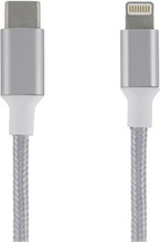 USB-C Lightning-kabel, 2m, flätad, silver EPZI / USBC-1314