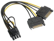 Akasa - Strömadapter - SATA-ström (hane) till 8-stifts PCIe-ström (6+2) (hona) - 15 cm