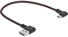 Delock Easy - USB-kabel - USB (hane) vänster-/högervinklad, vändbar till mikro-USB typ B (hane) vänster-/högervinklad, vändbar - USB 2.0 - 20 cm - sv