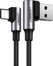Ugreen USB till USB-C-kabel, vinklad UGREEN US176, 3A, 0,5m (svart)
