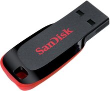 SanDisk Cruzer Blade - USB flashdrive - 128 GB - USB 2.0 - sort, rød