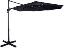 VONROC Premium hängparasoll Bardolino Ø300cm - Inkl. parasollöverdrag - Runt parasoll - 360° vridbart - Tiltbart - UV-resistent duk - Svart
