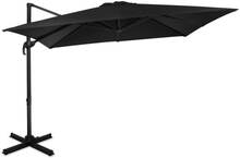 VONROC Premium hängparasoll parasoll Pisogne 300x300cm - Inkl. parasollöverdrag - Fyrkantigt - 360° vridbart - Tiltbart - UV-beständig duk - Svart