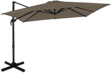 VONROC Premium hängparasoll parasoll Pisogne 300x300cm - Inkl. parasollöverdrag - Fyrkantigt - 360° vridbart - Tiltbart - UV-beständig duk - Taupe