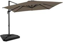 VONROC Premium hängparasoll Pisogne 300x300cm - Inkl. parasollplattor & parasollöverdrag - Fyrkantigt - 360° vridbart - Tiltbart - Taupe