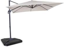 VONROC Premium hängparasoll Pisogne 300x300cm - Inkl. parasollplattor & parasollöverdrag - Fyrkantigt - 360° vridbart - Tiltbart - Beige