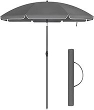 SONGMICS 1,6 m parasoll, beach umbrella, glasfiberribbor, grå