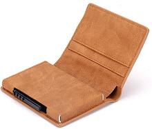 Brun RFID - NFC Skydd Läder Plånbok Med Sedelfack Korthållare