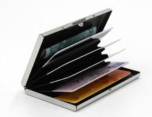 Korthållare med fack - Skyddar RFID - metall - plånbok - Svart