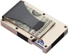 INF RFID kreditkortshållare med Cash Clip 12 kort Guld