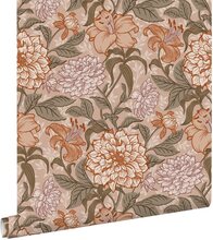 ESTAhome tapet vintage blommor antikrosa, grågrönt och terrakotta rosa - 139380 - 0,53 x 10,05 m