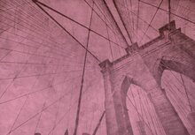 Högkvalitativ Kraftig Slät Vinyl Fototapet Brooklyn Bridge Grunge Rosa