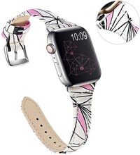 Apple Watch 40mm geometry leather watch strap - White / Pink