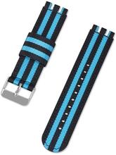 20mm Universal nylon + canvas watch strap silver buckle - Black / Marine Blue