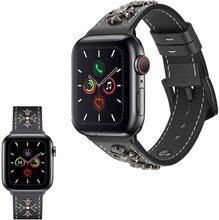 Apple Watch Series 5 / 4 44mm genuine cool cross leather watch band - Black