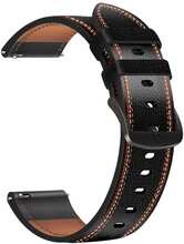 22mm Universal microfiber leather watch strap - Black
